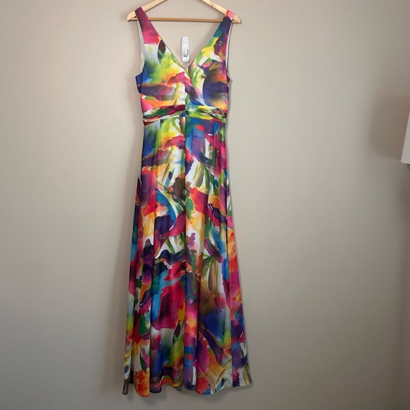 Liv Foster Colorful Tie Die Cut Out Gown Size 12 - Picture 9 of 10